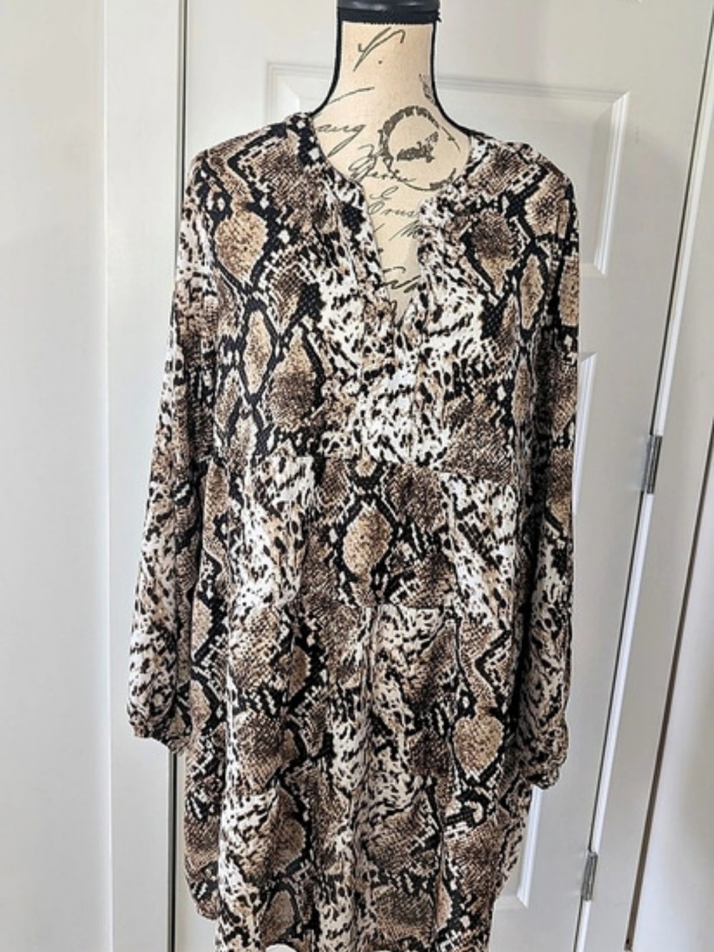 Cotton Bleu Animal Print Mini Dress in Brown & Black Size Medium